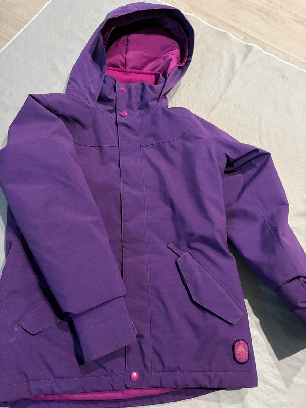 Burton Purple Kids Hooded Puffer Jacket with Pink Lining